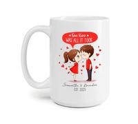 Un Beso Fue Todo Lo Que Se Necesitó Tazas De Regalo Novedad Tazón De Café Graciosa Tazas Té Regalos Novedosos Para Navidad Novios Familiares 330Ml