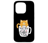 Un Buen día Comienza con café y Gatos - Amante del café de la mañana Carcasa para iPhone 15 Pro
