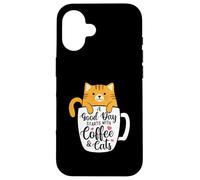 Un Buen día Comienza con café y Gatos - Amante del café de la mañana Carcasa para iPhone 16