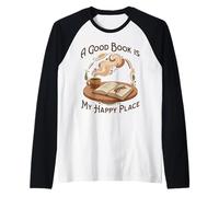 Un Buen Libro es mi Lugar Feliz - Amantes de la Lectura Camiseta Manga Raglan