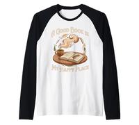 Un Buen Libro es mi Lugar Feliz para los Amantes de la Lectura Camiseta Manga Raglan