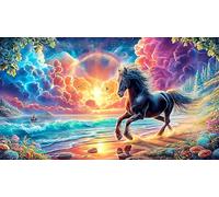 Un Caballo majestuoso se Encuentra Junto a un Arroyo bajo un árbol en Flor. Puzzle de 1000 Piezas para Adultos y niños - Actividad Familiar Juego edugatoivo & Relajación Regalo 38x52/1000pcs