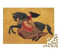 Un Caballo Negro Salvaje y Hermoso, una Mujer Rompecabezas para Adultos 38x26cm/1000pcs,Juegos De Desafío De