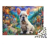 Un Cachorro Bulldog francés Blanco se Sienta Puzzle Rompecabezas 1000 Piezas Desafiante - Adultos, Regalo, Juego Familiar, Decoración del Hogar 38x26cm/1000pcs