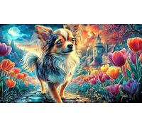 Un Cachorro de Chihuahua Blanco en un jardín Soleado. Puzzle de 1000 Piezas de Papel Reciclado - Juego Divertido & Estimulante para Adultos y niños Regalo 75x50/1000pcs