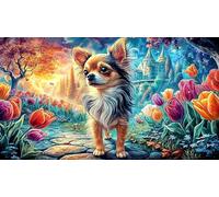 Un Cachorro de Chihuahua Blanco en un jardín Soleado. Puzzle de 1000 Piezas para Adultos - Juego Familiar diFícil & Estimulante Actividad para casa 75x50/1000pcs
