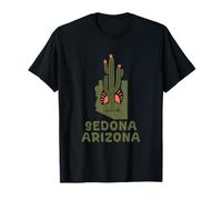 Un Cactus al Atardecer Mapa del Estado de Arizona Sedona Retro al Aire Libre Camiseta