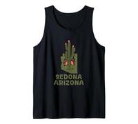 Un Cactus al Atardecer Mapa del Estado de Arizona Sedona Retro al Aire Libre Camiseta sin Mangas