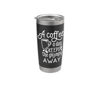 Un café al día mantiene a los gruñones lejos Cafeína divertida Vaso térmico de acero inoxidable de doble pared