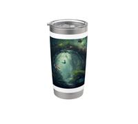 Un camino por la magia del bosque encantado Vaso térmico de acero inoxidable de doble pared