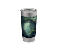 Un camino por la magia del bosque encantado Vaso térmico de acero inoxidable de doble pared