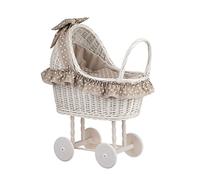 Un carrito, una cama para muñecas de mimbre, juguete de mimbre, cochecito de muñecas de mimbre en color beige (beige)