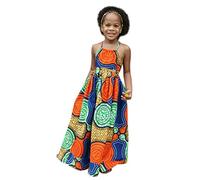 Un caso para el siervo Ruprecht Bande Vestidos Impresión Dashiki Niñas Niños Africanos 3D Tirantes Digital Princesa Niñas Ropa y Falda Invierno Niñas, naranja, 6-7 años