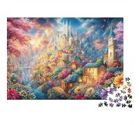 Un Castillo de Cuento de Hadas al Amanecer Puzzle De 1000 Piezas Ciudad soñadora Vínculo Familiar, Adultos Y Niños 70x50cm/1000pcs