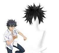 Un cierto índice mágico Scientific Railgun Toma Kamijo Touma Kamijou Cosplay peluca negra corta recta pelucas de carnaval de Halloween KUZ474