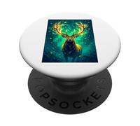 Un Ciervo Sereno se Encuentra bajo una luz Dorada y Brillante PopSockets PopGrip Adhesivo