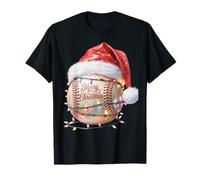 un clásico béisbol con un Sombrero de Papá Noel deseando Navidad Camiseta
