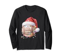un clásico béisbol con un Sombrero de Papá Noel deseando Navidad Manga Larga
