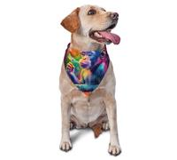 Un colorido primate con un mono que lleva una taza de café impreso gráfico bufanda triangular para perros y gatos, bandana ajustable para mascotas y sesiones de fotos