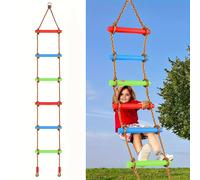 Un columpio tipo escalera colorido de plástico duradero, el juguete de ocio ideal para que los niños lo disfruten en parques de atracciones al como en interiores