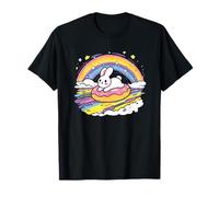 Un Conejo Montando una rosquilla bajo Rainbow Joy Camiseta