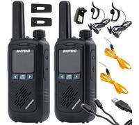 Un conjunto de dos ases. Estaciones de radio LCD portátiles 1500mAh hasta 8 km LED + auriculares