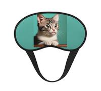 Un curioso antifaz para dormir con diseño de gato, poliéster suave, antiluz, elegante, adecuado para hombres y mujeres, para el trabajo diario y viajes al aire libre.