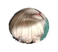 Un curioso gorro de ducha de doble capa de talla única evita que el cabello se enrede durante la ducha y el cuidado de la piel.