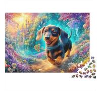 Un Dachshund en un jardín de Cuentos de Hadas Puzzle De 1000 Piezas Perro Lindo Cartón Reciclado Premium, Regalo para Todas Las Edades 52x38cm/1000pcs