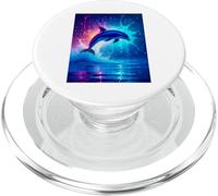 Un delfín Brillante Salta a través de Ondas eléctricas de Color Azul neón PopSockets PopGrip para MagSafe