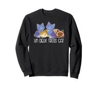 UN Deux Trois Cat 1 2 3 4 Gatos Meme Divertido Francés Sudadera