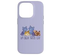 UN Deux Trois Cat 4 Cats Meme Divertido en francés en la Parte Posterior Carcasa para iPhone 14 Pro