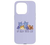 UN Deux Trois Cat 4 Cats Meme Divertido en francés en la Parte Posterior Carcasa para iPhone 15 Pro