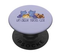 UN Deux Trois Cat 4 Cats Meme Divertido en francés en la Parte Posterior PopSockets PopGrip Adhesivo
