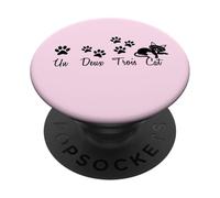 Un Deux Trois Cat Divertido Profesor Francés Diciendo Amante del Idioma PopSockets PopGrip Adhesivo