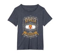 Un Día Salí De Sevilla, Pero Sevilla Nunca Salió De Mí Camiseta, Mujer Tallas Grandes, Azul Jaspeado, 5XL Grande
