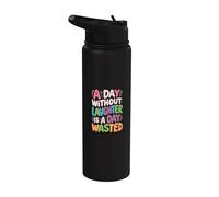 Un día sin risas es un día perdido - Groovy Motivational Stainless Steel Insulated Water Bottle