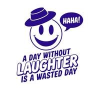 Un día sin risas es un día perdido vibras positivas Pegatinas de pared 54.6x61.6cm Cultura del tatuaje Azul oscuro