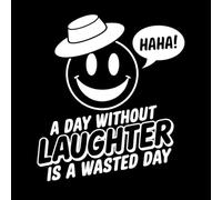 Un día sin risas es un día perdido vibras positivas Pegatinas de pared 54.6x61.6cm Personalización personalizada Blanco