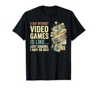 Un día sin Videojuegos Divertido Retro Gamer Cita Camiseta