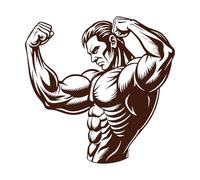 Un dibujo de un hombre con cuerpo y brazos musculosos. Pegatinas de pared 42x42.7cm Vinilos para ventanas Café