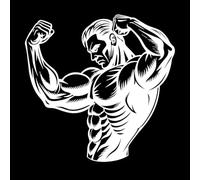 Un dibujo de un hombre con cuerpo y brazos musculosos. Pegatinas de pared de vinilo 67.2x68.3cm Embellecimiento de paredes Blanco