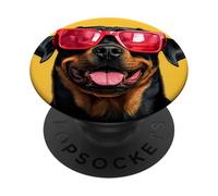 Un Dibujo de un Rottweiler Fresco con Gafas de Sol PopSockets PopGrip Adhesivo