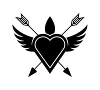 Un diseño elegante de carcaj y flecha de Cupido que simbolizan el amor y el romance. Calcomanías de pared 42x49.1cm Autoadhesivo Negro