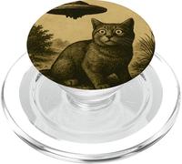 Un divertido encuentro de ciencia ficción alienígena vintage sorprendido por un ovni PopSockets PopGrip para MagSafe