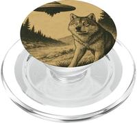 Un divertido encuentro de ciencia ficción alienígena vintage sorprendido por Wolf Ufo PopSockets PopGrip para MagSafe