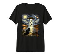 Un Divertido Encuentro Inspirado en Van Gogh sobre el secuestro de un Gato alienígena Camiseta Premium