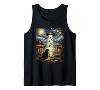 Un Divertido Encuentro Inspirado en Van Gogh sobre el secuestro de un Gato alienígena Camiseta sin Mangas