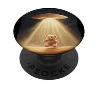 Un divertido ovni transporta a un osito de peluche para una aventura espacial PopSockets PopGrip Adhesivo