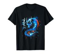 Un dragón japonés con kanji y arte manga renacido de Camiseta
